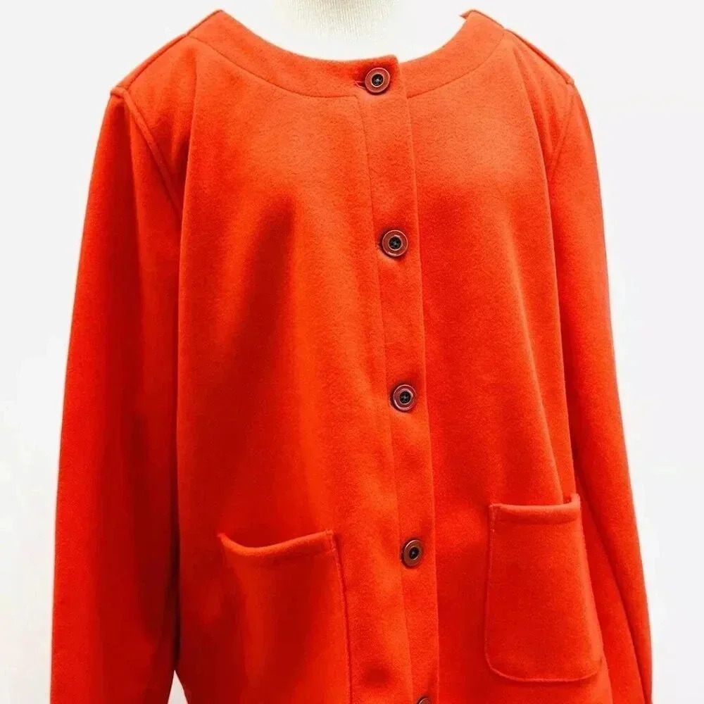 NWT CROFT & BARROW Women Button Down Round Neck Red Business Jacket Plus Size 2X